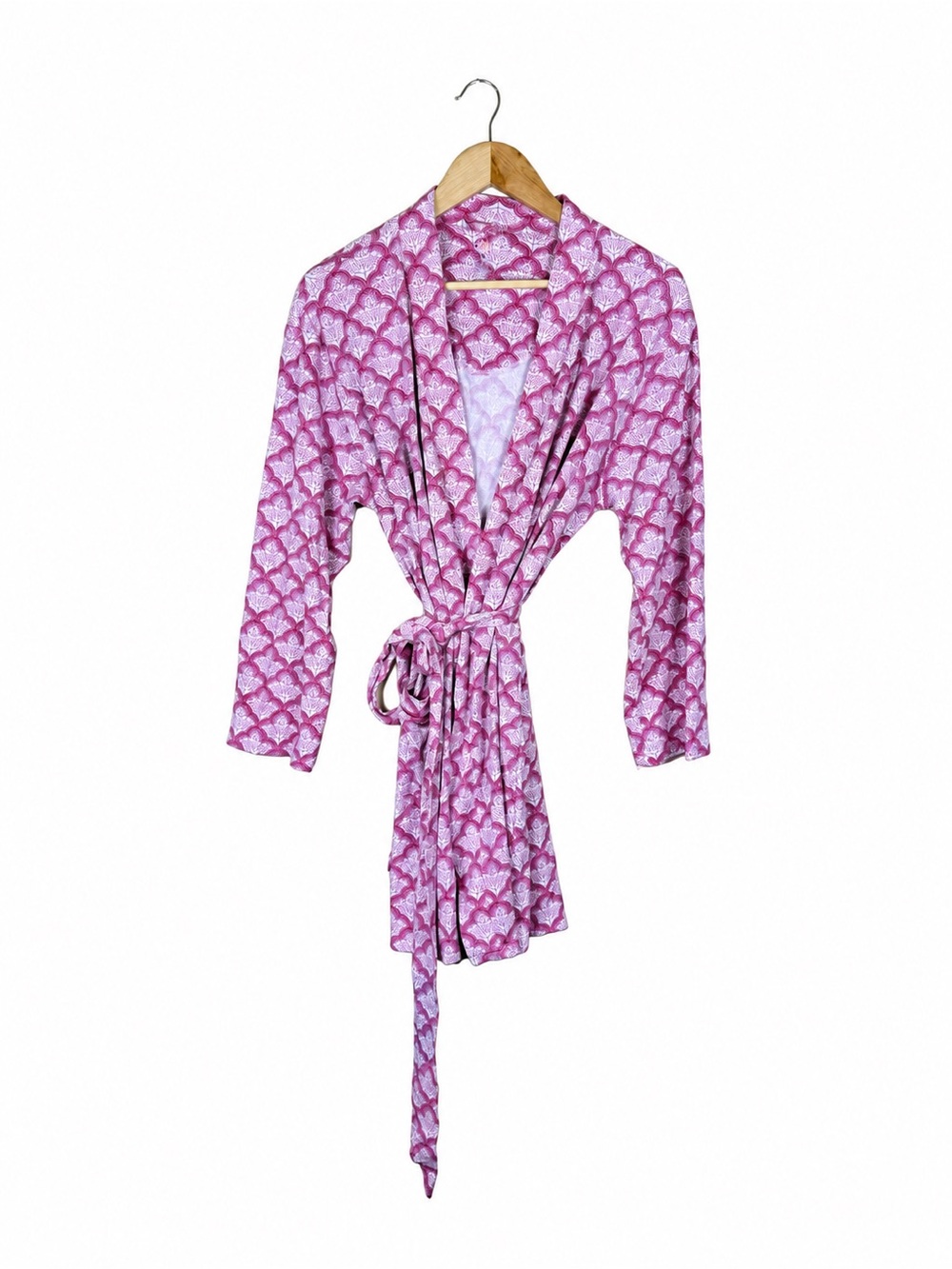 Roller Rabbit Jemina Blake Robe Pink White Printed Pima Cotton Size M/L